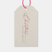 Elegant Red Calligraphy Christmas Family Name Geschenkanhänger (Rückseite)