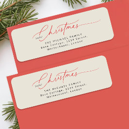 Elegant Red Calligraphy Christmas Return Address