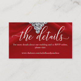 Elegant Red Calligraphy Wedding Website Enclosure Begleitkarte