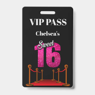 Elegant Red Carpet Hollywood Thema Sweet 16 VIP Ausweis