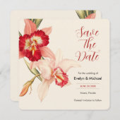 Elegant Red Cattleya Orchids Wedding speichern das Save The Date (Vorne/Hinten)
