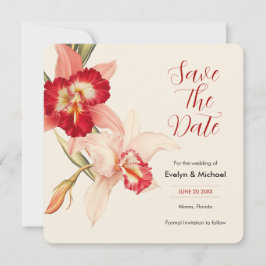 Elegant Red Cattleya Orchids Wedding speichern das Save The Date