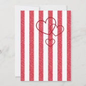 Elegant Red Chalk Stripe Triple Hearts Baby Shower Einladung (Rückseite)