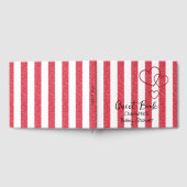 Elegant Red Chalk Stripe Triple Hearts Baby Shower Gästebuch (Voll)