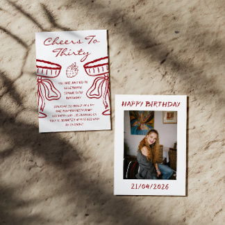 Elegant Red Cheers to Thirty Cocktail 30 Birthday Einladung