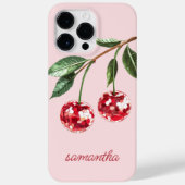 Elegant Red Cherry Personalisierter Skriptname Ros Case-Mate iPhone Hülle (Rückseite)