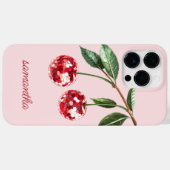Elegant Red Cherry Personalisierter Skriptname Ros Case-Mate iPhone Hülle (Rückseite (Horizontal))