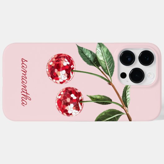 Elegant Red Cherry Personalisierter Skriptname Ros Case-Mate iPhone Hülle (Rückseite (Horizontal))