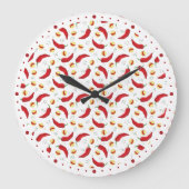 Elegant Red Chile Pattern Große Wanduhr (Vorderseite)