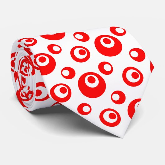 Elegant Red Chris Dots auf weißem Hintergrund Krawatte (Gerollt)