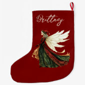 Elegant Red Christmas Fairy Großer Weihnachtsstrumpf (Rückseite)