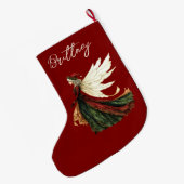 Elegant Red Christmas Fairy Großer Weihnachtsstrumpf (Rückseite (Hängend))