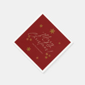 Elegant Red Christmas Gold Snowflakes Serviette (Ecke)