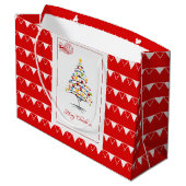 Elegant Red Christmas Große Geschenktüte (Rückseite Schrägansicht)