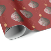 Elegant Red Christmas Ornament Wrapping Paper Geschenkpapier (Rolleneckpunkt)