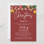 Elegant Red Christmas Party Invitation Einladung (Vorderseite)