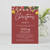 Elegant Red Christmas Party Invitation Einladung (Stehend Vorderseite)
