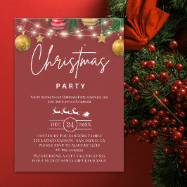 Elegant Red Christmas Party Invitation Einladung