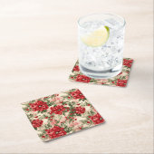 Elegant Red Christmas Poinsettia Rechteckiger Pappuntersetzer (Vor Ort)