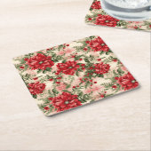 Elegant Red Christmas Poinsettia Rechteckiger Pappuntersetzer (angewinkelt)