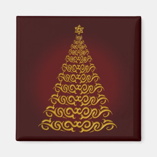 Elegant Red Christmas Tree Magnet (Vorne)