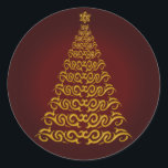 Elegant Red Christmas Tree Stickers<br><div class="desc">Erleben Sie den Urlaubssgeist mit diesen eleganten Goldbaumaufklebern mit rotem Hintergrund.</div>