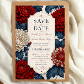Elegant Red Chrysanthemum Flora Save The Date