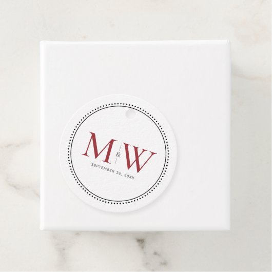 Elegant Red Couple's Monogram Wedding Geschenkanhänger (Beispiel)