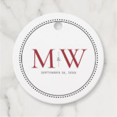 Elegant Red Couple's Monogram Wedding Geschenkanhänger (Vorderseite)