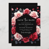 Elegant Red Crimson Red Wedding Save The Date (Vorne/Hinten)