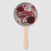 Elegant Red Dahlia Flower Art Fächer (Rückseite)