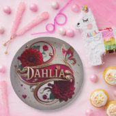 Elegant Red Dahlia Flower Art Pappteller (Party)