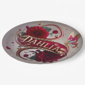 Elegant Red Dahlia Flower Art Pappteller (Schrägansicht)