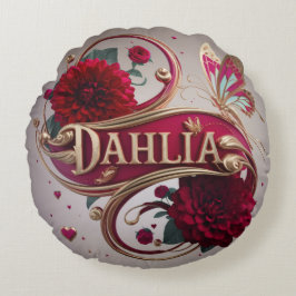 Elegant Red Dahlia Flower Art  Rundes Kissen