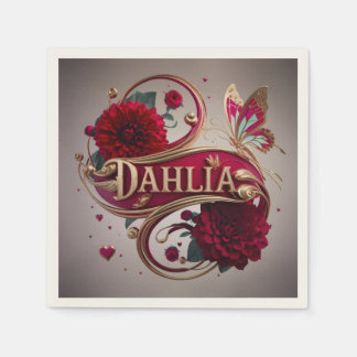 Elegant Red Dahlia Flower Art Serviette