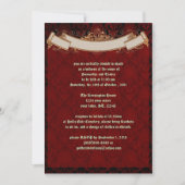 Elegant Red Damask Goth Wedding Einladung (Vorderseite)