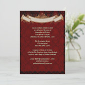 Elegant Red Damask Goth Wedding Einladung (Stehend Vorderseite)