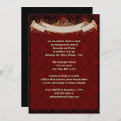 Elegant Red Damask Goth Wedding Einladung (Vorne/Hinten)