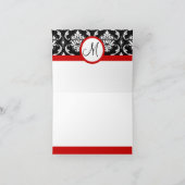 Elegant Red Damask Monogram Wedding Danke Notiz (Innenseite)