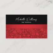 Elegant Red Damask Nageltechniker Visitenkarte (Vorderseite)