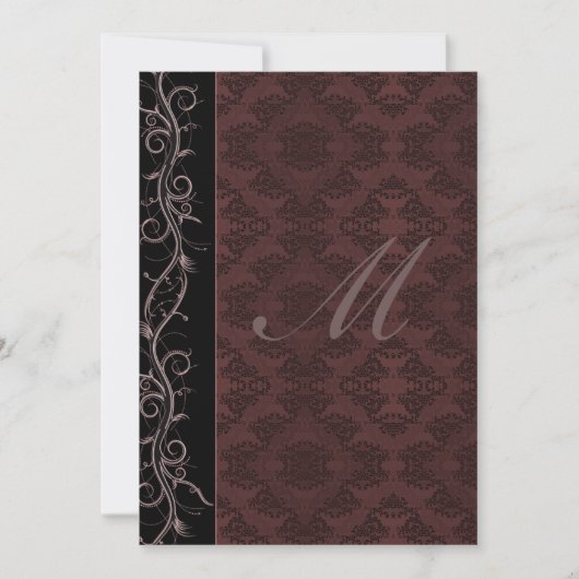 Elegant Red Damask Wedding Einladung (Vorderseite)