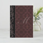 Elegant Red Damask Wedding Einladung (Stehend Vorderseite)