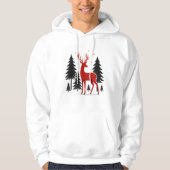 Elegant Red Deer Christmas Hoodie – Minimal Winter (Vorderseite)