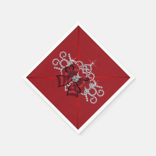 Elegant Red Diamond Bow Serviette (Ecke)