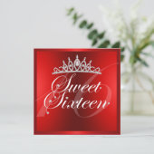 Elegant Red Diamond Tiara Einladung zum Geburtstag (Stehend Vorderseite)