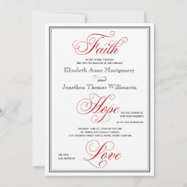 Elegant Red Faith Hope Liebe Wedding Einladung