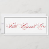 Elegant Red Faith Hope Liebe Wedding Einladung (Rückseite)