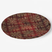 Elegant Red & Faux Gold  Vintage Christmas  Pappteller (Schrägansicht)