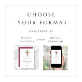 Elegant Red Floral Boho Cross Erste Kommune Einladung