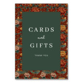 Elegant Red Floral Border Tischnummer (Rückseite)